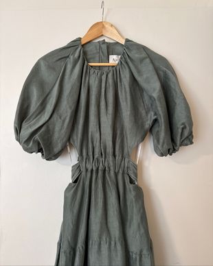 green emerald velvet dress Dusk knot puff sleeve mini dress emerald green main image 0