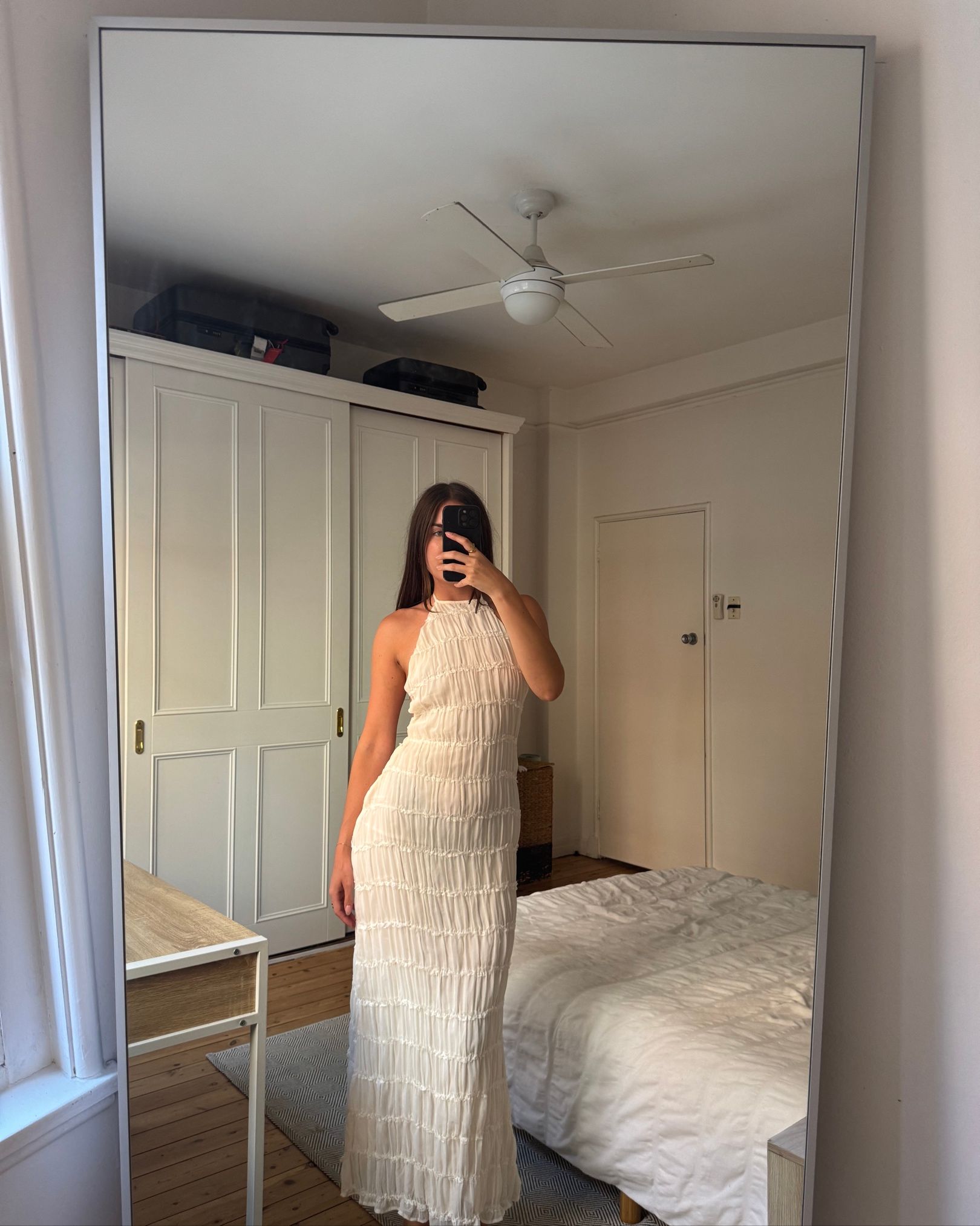 elise maxi dress ELISE - Embroidered White Maxi Dress With Open Back